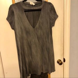 vestique grey cut out choker t shirt dress